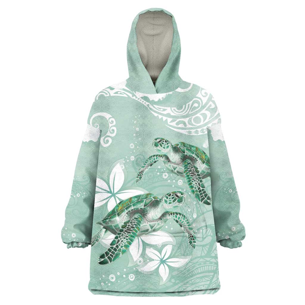 Happy Valentine's Day Polynesia Wearable Blanket Hoodie SeaTurtle Couple Polynesian - Green Lester Color LT14 One Size Green - Polynesian Pride