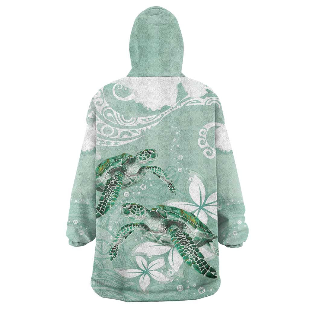 Happy Valentine's Day Polynesia Wearable Blanket Hoodie SeaTurtle Couple Polynesian - Green Lester Color LT14 - Polynesian Pride