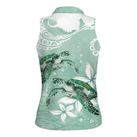 Happy Valentine's Day Polynesia Women Sleeveless Polo Shirt SeaTurtle Couple Polynesian - Green Lester Color LT14 - Polynesian Pride
