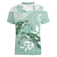 Happy Valentine's Day Polynesia Women V-Neck T-Shirt SeaTurtle Couple Polynesian - Green Lester Color LT14 - Polynesian Pride