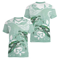 Happy Valentine's Day Polynesia Women V-Neck T-Shirt SeaTurtle Couple Polynesian - Green Lester Color LT14 - Polynesian Pride