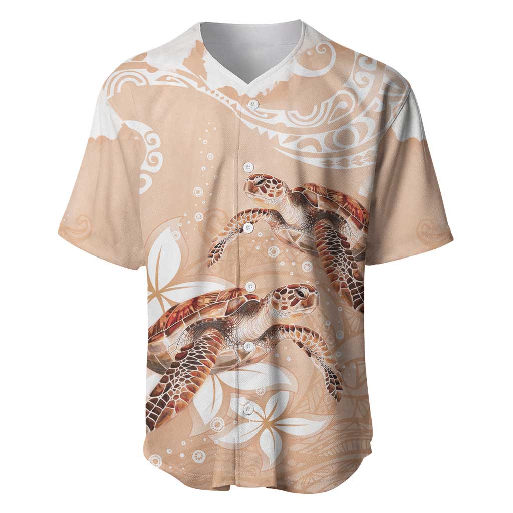 Happy Valentine's Day Polynesia Baseball Jersey SeaTurtle Couple Polynesian - Desert Sand Color LT14 Desert Sand - Polynesian Pride