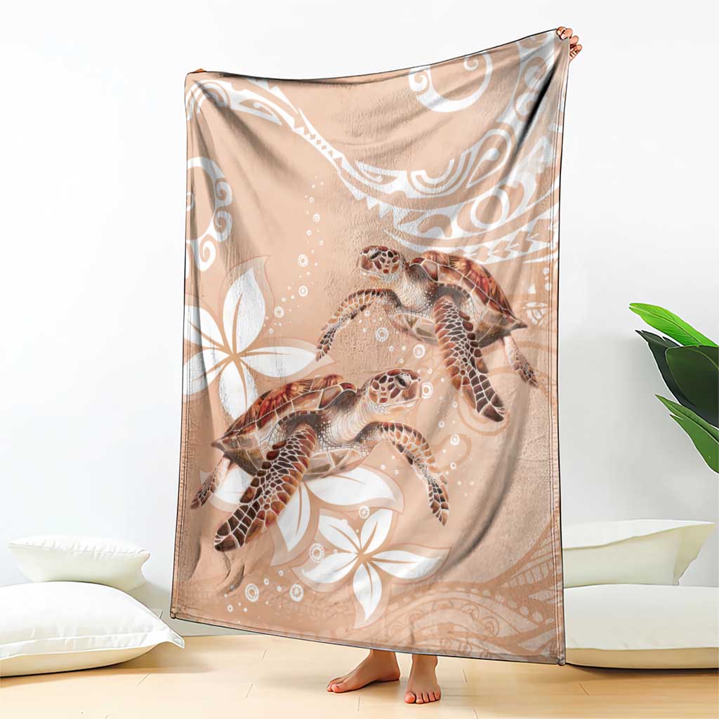 Happy Valentine's Day Polynesia Blanket SeaTurtle Couple Polynesian - Desert Sand Color