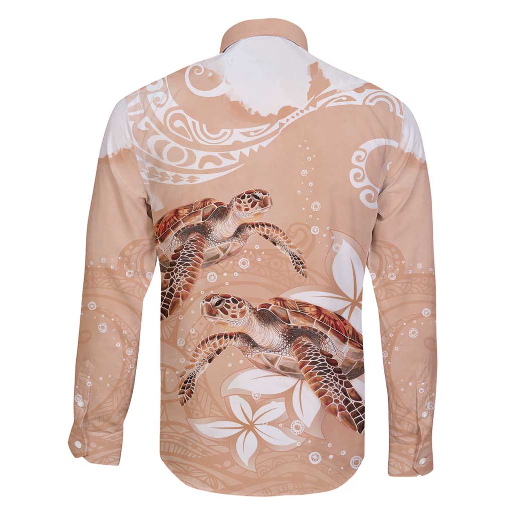 Happy Valentine's Day Polynesia Family Matching Long Sleeve Bodycon Dress and Hawaiian Shirt SeaTurtle Couple Polynesian - Desert Sand Color LT14 - Polynesian Pride