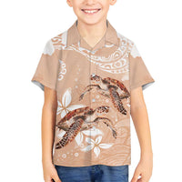 Happy Valentine's Day Polynesia Family Matching Summer Maxi Dress and Hawaiian Shirt SeaTurtle Couple Polynesian - Desert Sand Color LT14 Son's Shirt Desert Sand - Polynesian Pride