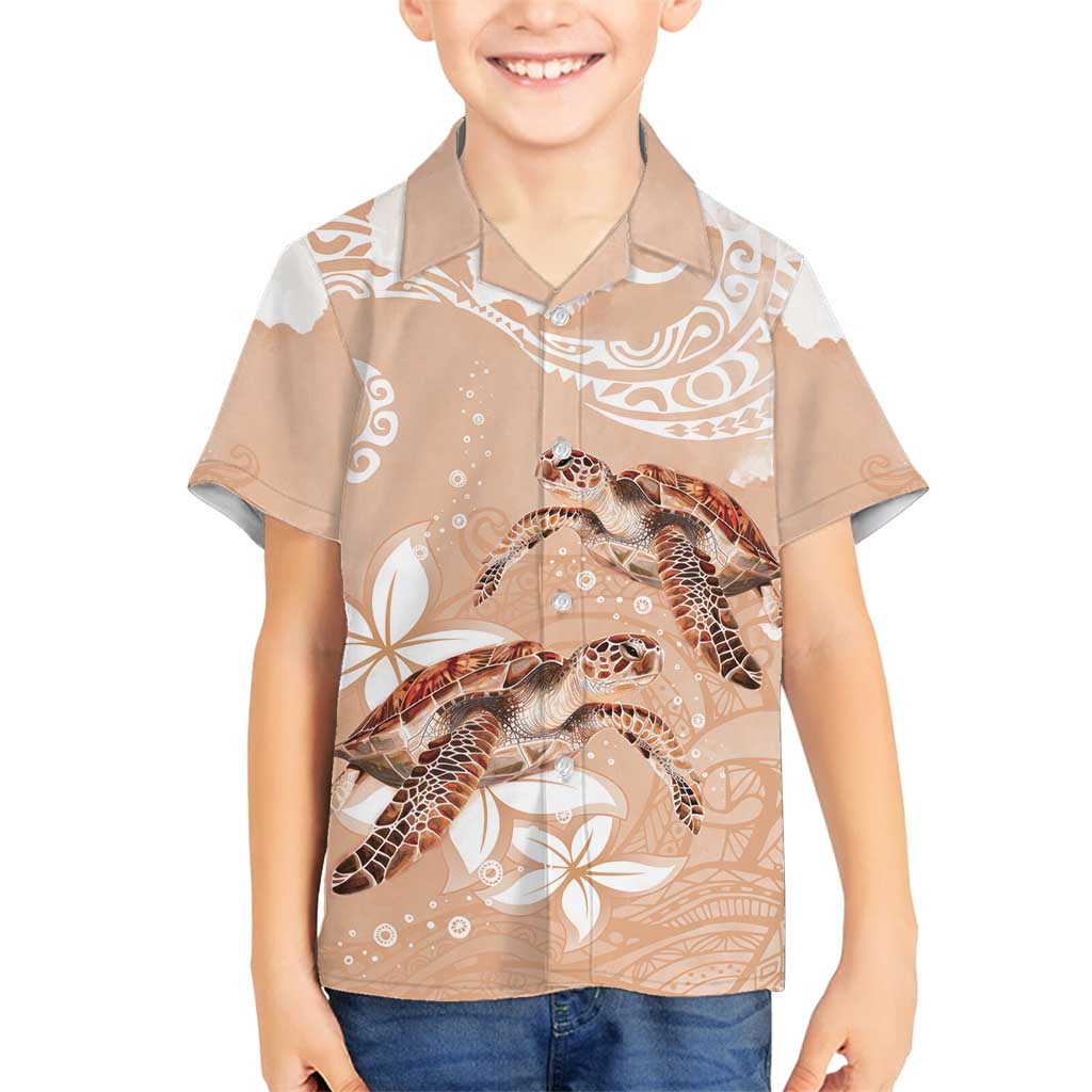 Happy Valentine's Day Polynesia Family Matching Tank Maxi Dress and Hawaiian Shirt SeaTurtle Couple Polynesian - Desert Sand Color LT14 Son's Shirt Desert Sand - Polynesian Pride