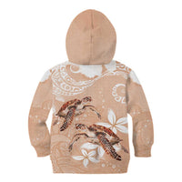 Happy Valentine's Day Polynesia Kid Hoodie SeaTurtle Couple Polynesian - Desert Sand Color