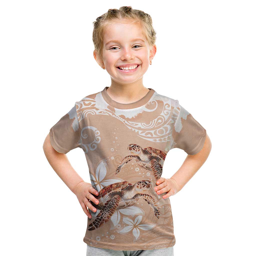 Happy Valentine's Day Polynesia Kid T Shirt SeaTurtle Couple Polynesian - Desert Sand Color LT14 Desert Sand - Polynesian Pride