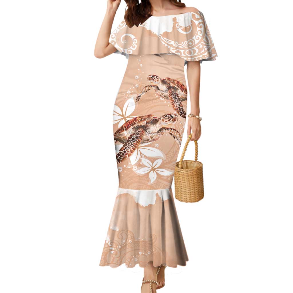 Happy Valentine's Day Polynesia Mermaid Dress SeaTurtle Couple Polynesian - Desert Sand Color LT14 Women Desert Sand - Polynesian Pride
