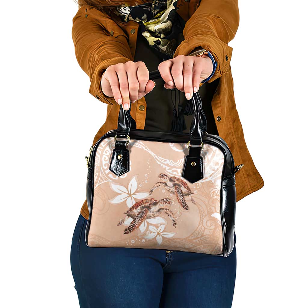 Happy Valentine's Day Polynesia Shoulder Handbag SeaTurtle Couple Polynesian - Desert Sand Color