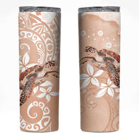 Happy Valentine's Day Polynesia Skinny Tumbler SeaTurtle Couple Polynesian - Desert Sand Color LT14 Desert Sand - Polynesian Pride