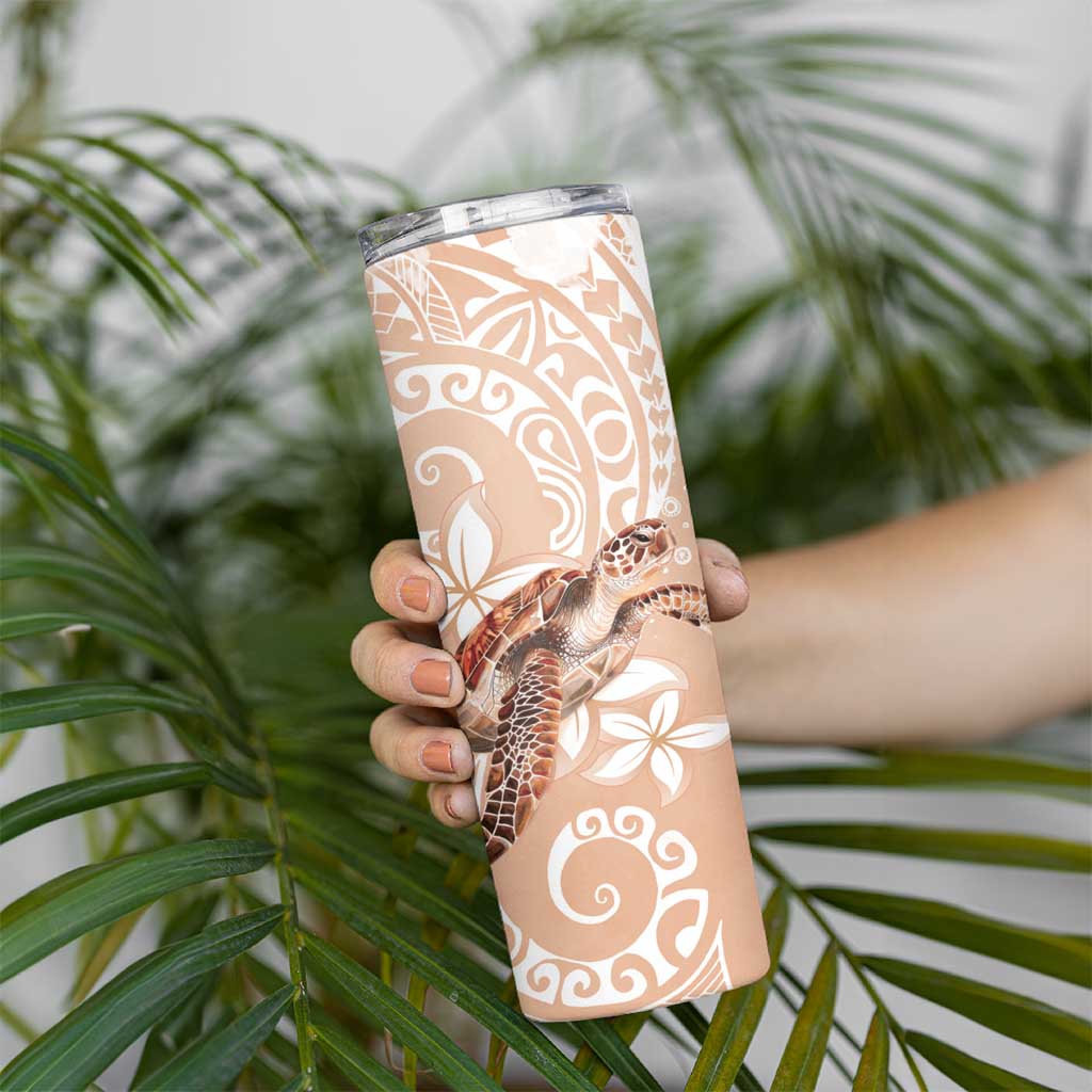 Happy Valentine's Day Polynesia Skinny Tumbler SeaTurtle Couple Polynesian - Desert Sand Color LT14 - Polynesian Pride