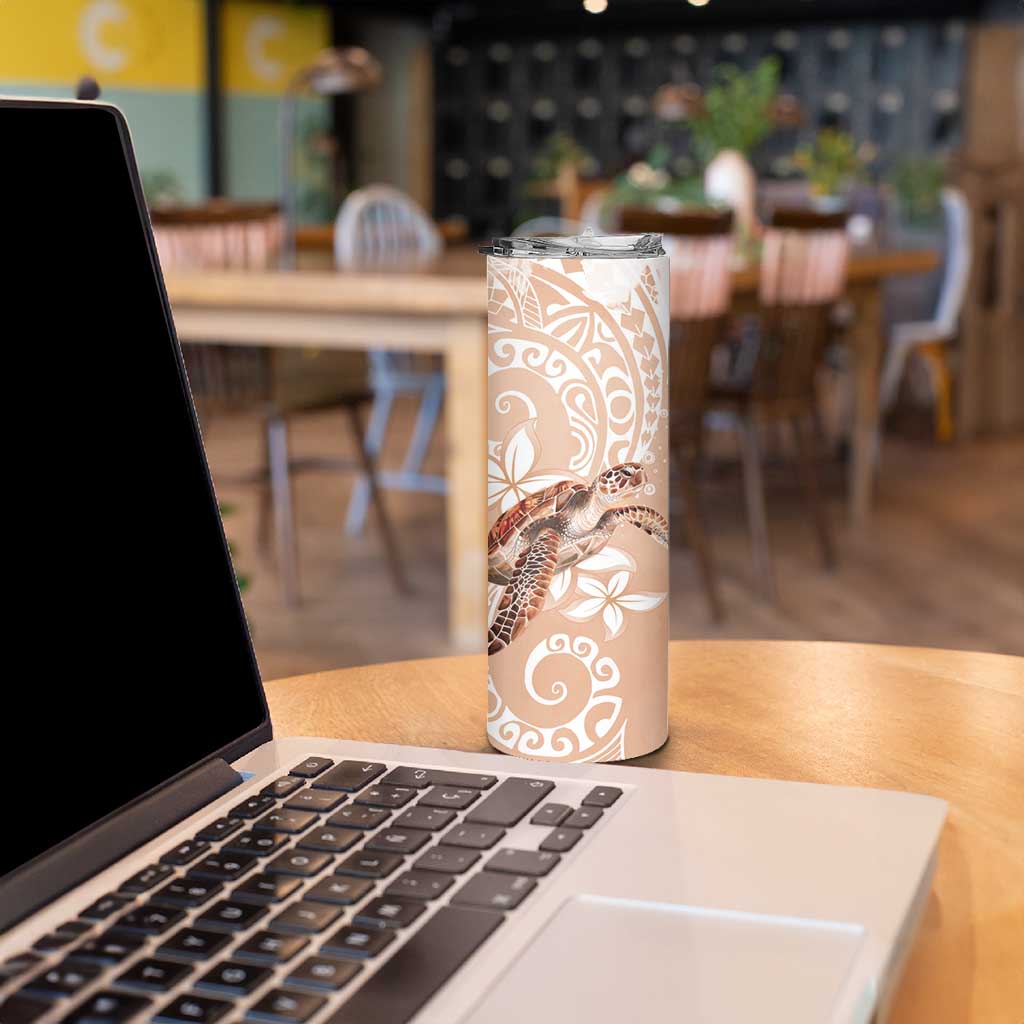 Happy Valentine's Day Polynesia Skinny Tumbler SeaTurtle Couple Polynesian - Desert Sand Color LT14 - Polynesian Pride