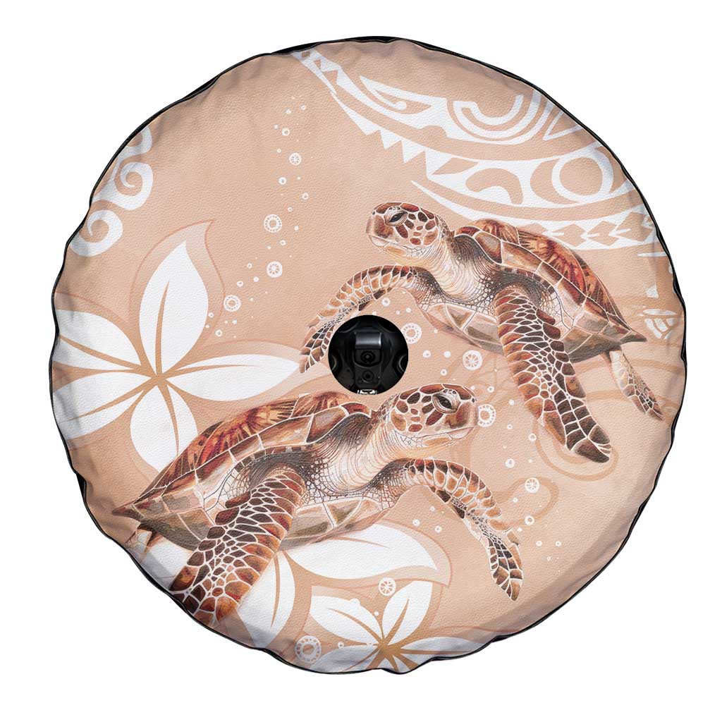 Happy Valentine's Day Polynesia Spare Tire Cover SeaTurtle Couple Polynesian - Desert Sand Color