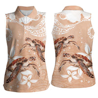 Happy Valentine's Day Polynesia Women Sleeveless Polo Shirt SeaTurtle Couple Polynesian - Desert Sand Color LT14 - Polynesian Pride