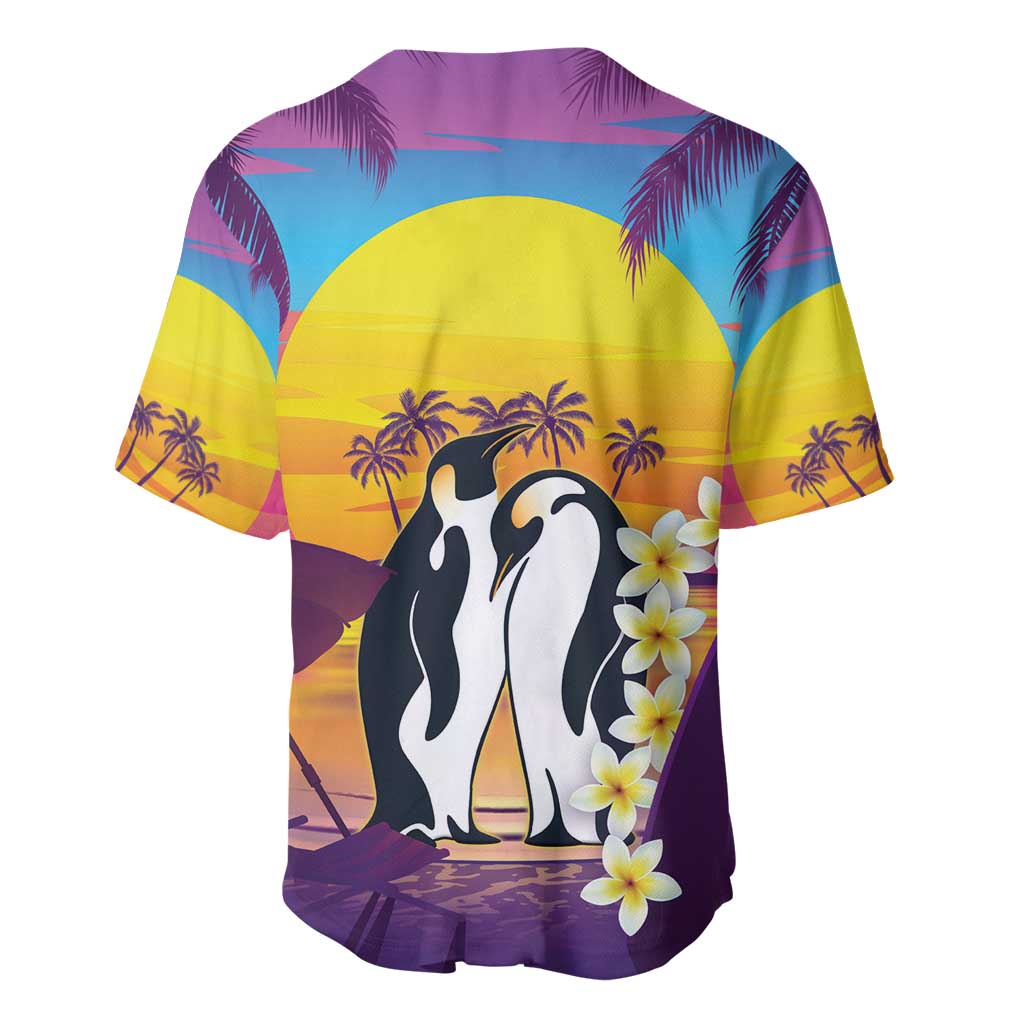 Hawaii Penguin Couple Baseball Jersey You Are My Valentine - Tropical Sunset Vibes