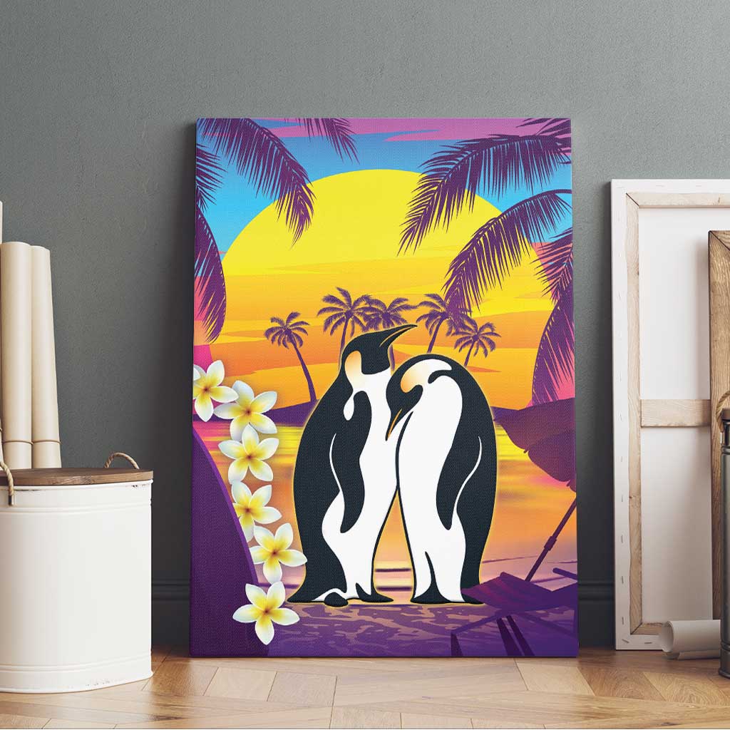 Hawaii Penguin Couple Canvas Wall Art You Are My Valentine - Tropical Sunset Vibes