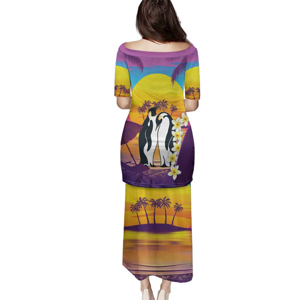 Hawaii Penguin Couple Family Matching Puletasi and Hawaiian Shirt You Are My Valentine - Tropical Sunset Vibes
