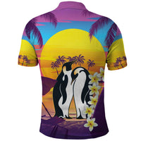 Hawaii Penguin Couple Polo Shirt You Are My Valentine - Tropical Sunset Vibes