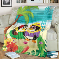 Hawaii Penguin Couple Blanket Hawaiian Kakau - Tropical Summer Vibes