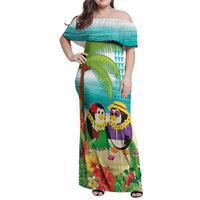 Hawaii Penguin Couple Family Matching Off Shoulder Maxi Dress and Hawaiian Shirt Hawaiian Kakau - Tropical Summer Vibes