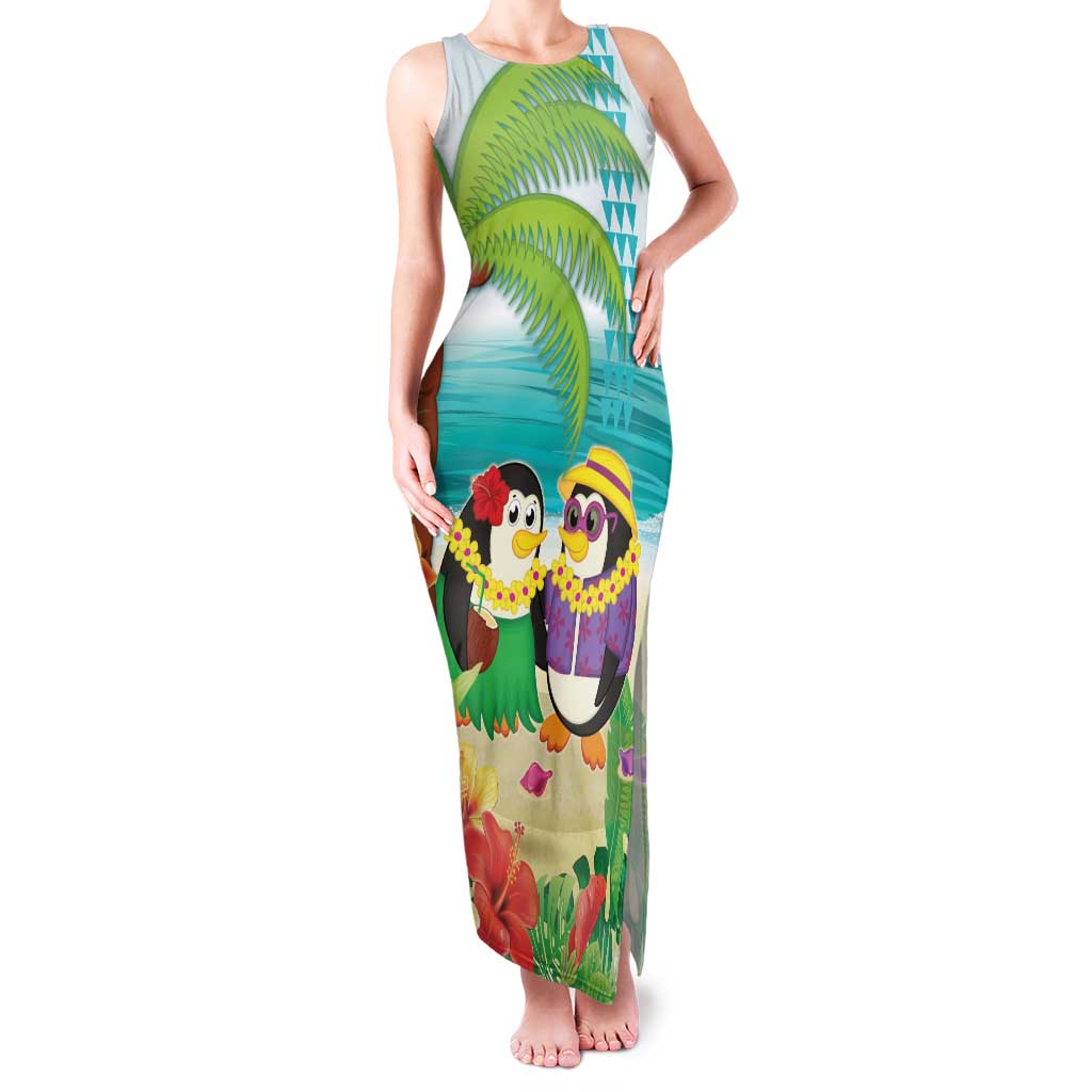 Hawaii Penguin Couple Family Matching Tank Maxi Dress and Hawaiian Shirt Hawaiian Kakau - Tropical Summer Vibes