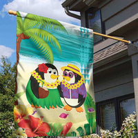 Hawaii Penguin Couple Garden Flag Hawaiian Kakau - Tropical Summer Vibes