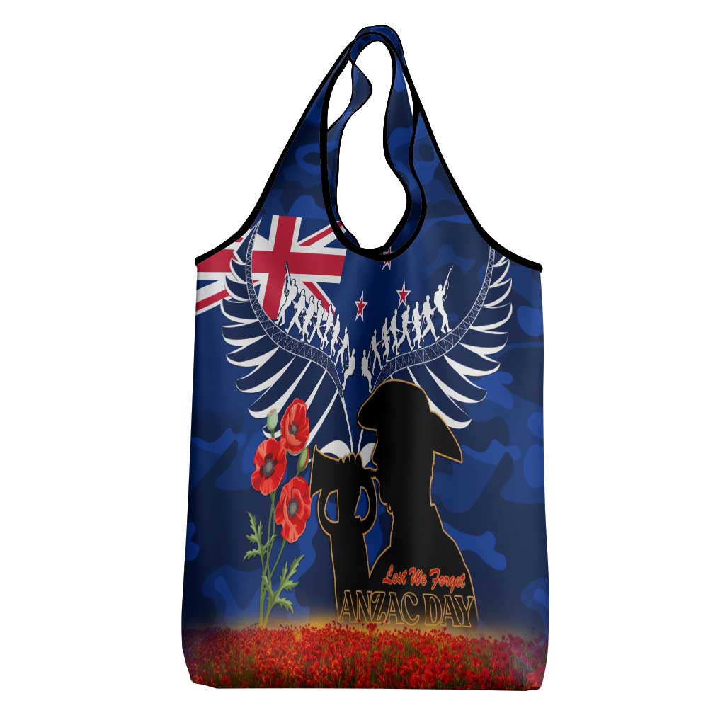 New Zealand ANZAC Day Grocery Bag 25 April Last Post Camouflage With Poppies LT14 - Polynesian Pride