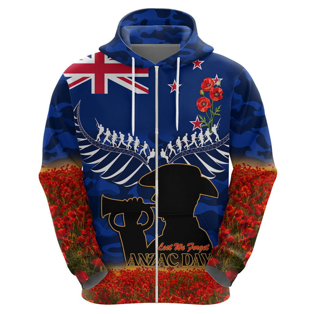 New Zealand ANZAC Day Hoodie 25 April Last Post Camouflage With Poppies LT14 - Polynesian Pride
