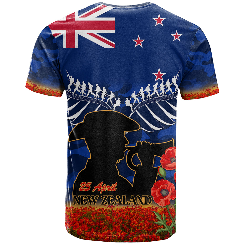 New Zealand ANZAC Day T Shirt 25 April Last Post Camouflage With Poppies LT14 - Polynesian Pride