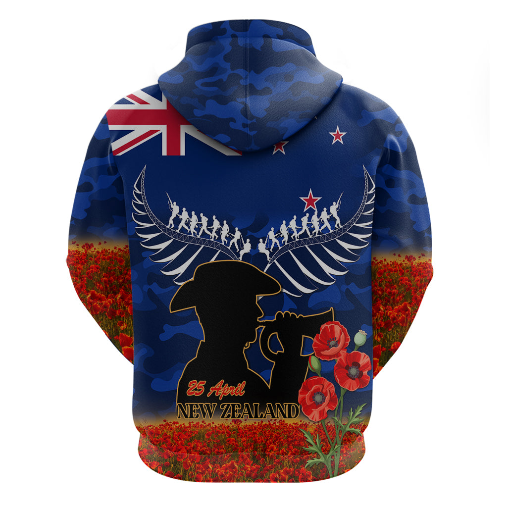 New Zealand ANZAC Day Zip Hoodie 25 April Last Post Camouflage With Poppies LT14 - Polynesian Pride