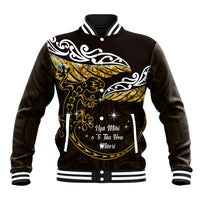 New Zealand Matariki Baseball Jacket Maori New Year Silver Fern And Lizard - Gold LT14 Unisex Gold - Polynesian Pride