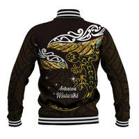 New Zealand Matariki Baseball Jacket Maori New Year Silver Fern And Lizard - Gold LT14 - Polynesian Pride
