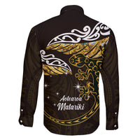 New Zealand Matariki Family Matching Puletasi and Hawaiian Shirt Maori New Year Silver Fern And Lizard - Gold LT14 - Polynesian Pride