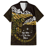 New Zealand Matariki Family Matching Summer Maxi Dress and Hawaiian Shirt Maori New Year Silver Fern And Lizard - Gold LT14 Dad's Shirt - Short Sleeve Gold - Polynesian Pride