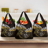New Zealand Matariki Grocery Bag Maori New Year Silver Fern And Lizard - Gold LT14 3-pack One Size Gold - Polynesian Pride