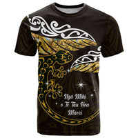 New Zealand Matariki T Shirt Maori New Year Silver Fern And Lizard - Gold LT14 Gold - Polynesian Pride