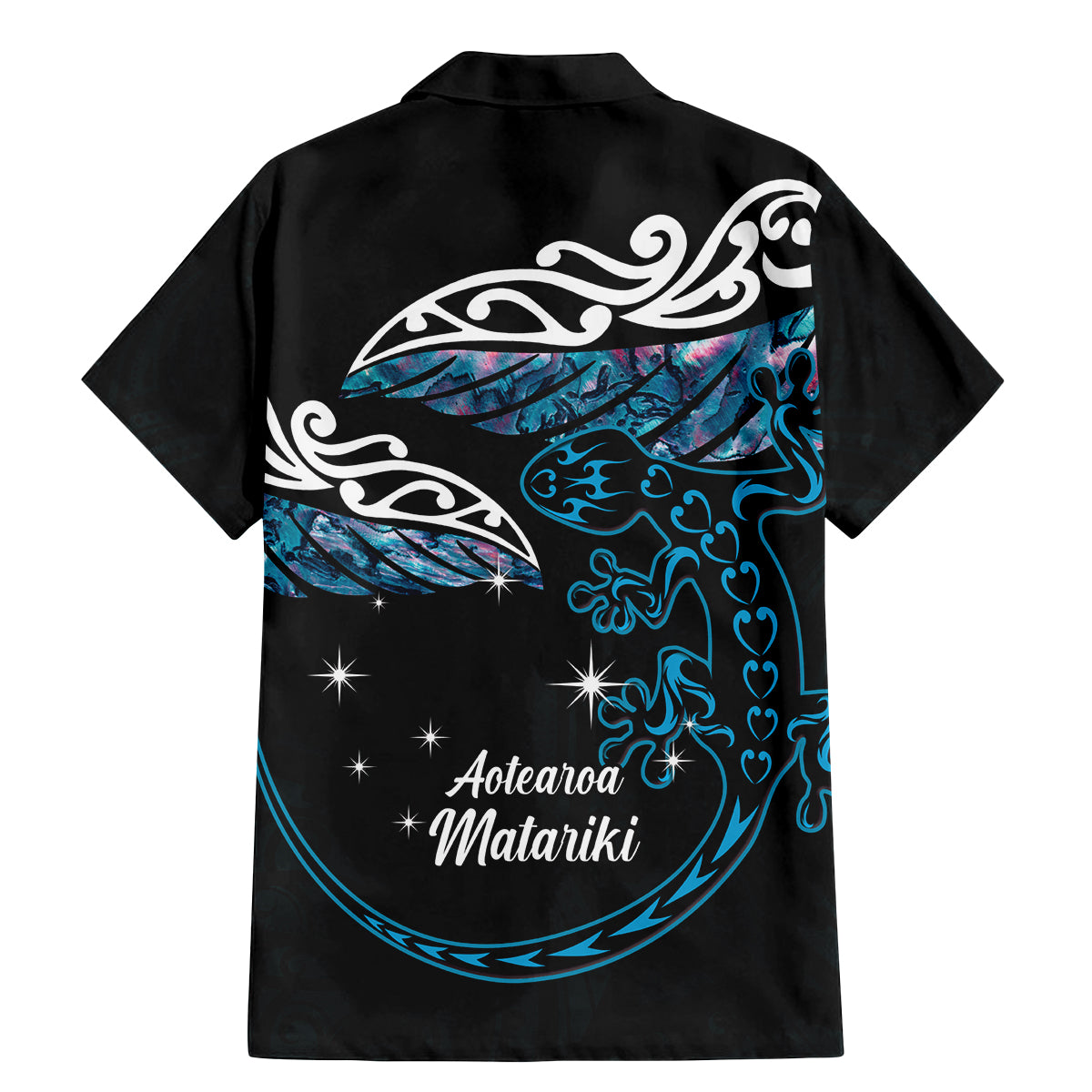 New Zealand Matariki Family Matching Mermaid Dress and Hawaiian Shirt Maori New Year Silver Fern And Lizard - Turquosie LT14 - Polynesian Pride