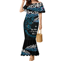 New Zealand Matariki Family Matching Mermaid Dress and Hawaiian Shirt Maori New Year Silver Fern And Lizard - Turquosie LT14 Mom's Dress Turquoise - Polynesian Pride