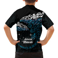 New Zealand Matariki Family Matching Summer Maxi Dress and Hawaiian Shirt Maori New Year Silver Fern And Lizard - Turquosie LT14 - Polynesian Pride
