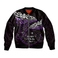 New Zealand Matariki Bomber Jacket Maori New Year Silver Fern And Lizard - Purple LT14 Unisex Purple - Polynesian Pride