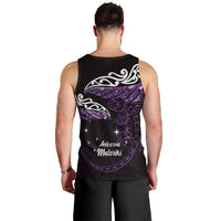 New Zealand Matariki Men Tank Top Maori New Year Silver Fern And Lizard - Purple LT14 - Polynesian Pride