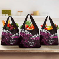 New Zealand Matariki Grocery Bag Maori New Year Silver Fern And Lizard - Pink LT14 3-pack One Size Pink - Polynesian Pride