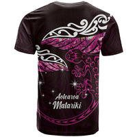 New Zealand Matariki T Shirt Maori New Year Silver Fern And Lizard - Pink LT14 - Polynesian Pride