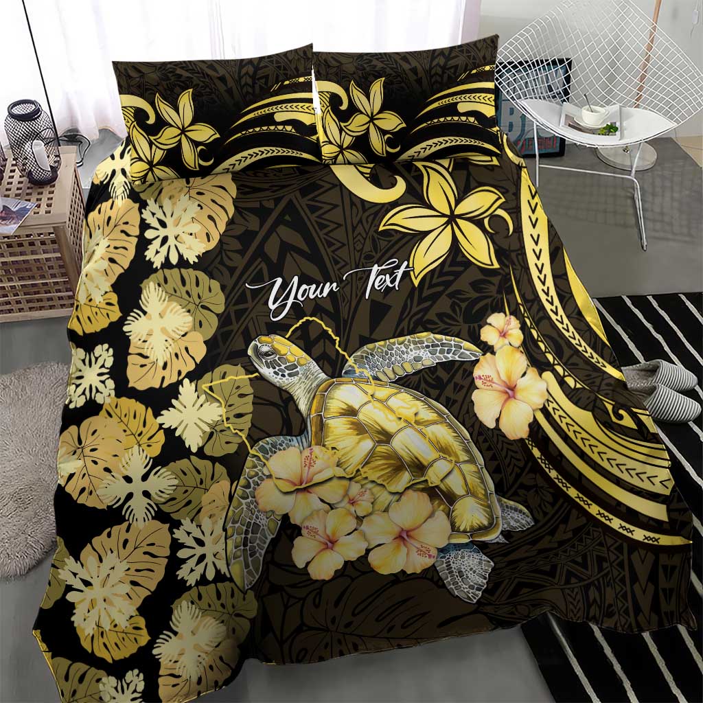 Personalised Aloha Hawaii Oahu Island Bedding Set Gathering Place Sea Turtle Ilima Flowers