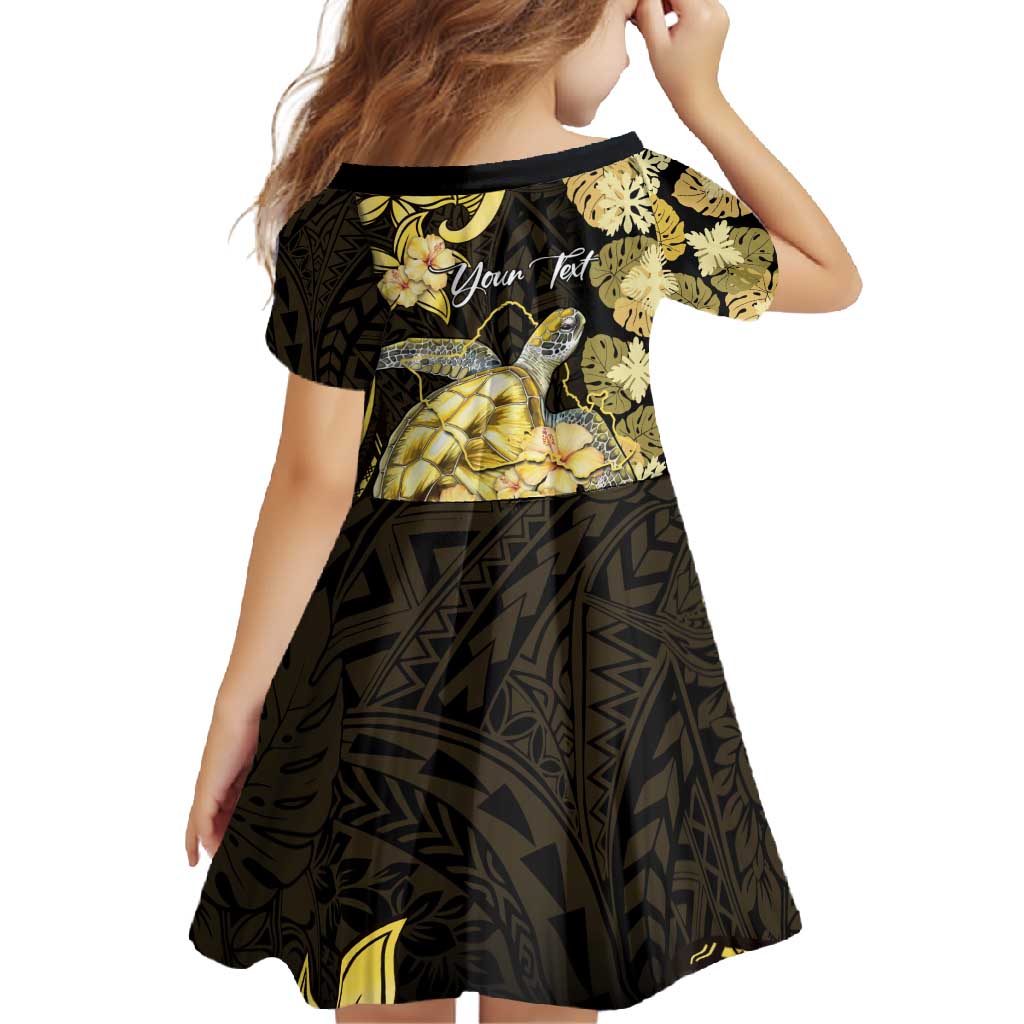 Personalised Aloha Hawaii Oahu Island Family Matching Short Sleeve Bodycon Dress and Hawaiian Shirt Gathering Place Sea Turtle Ilima Flowers