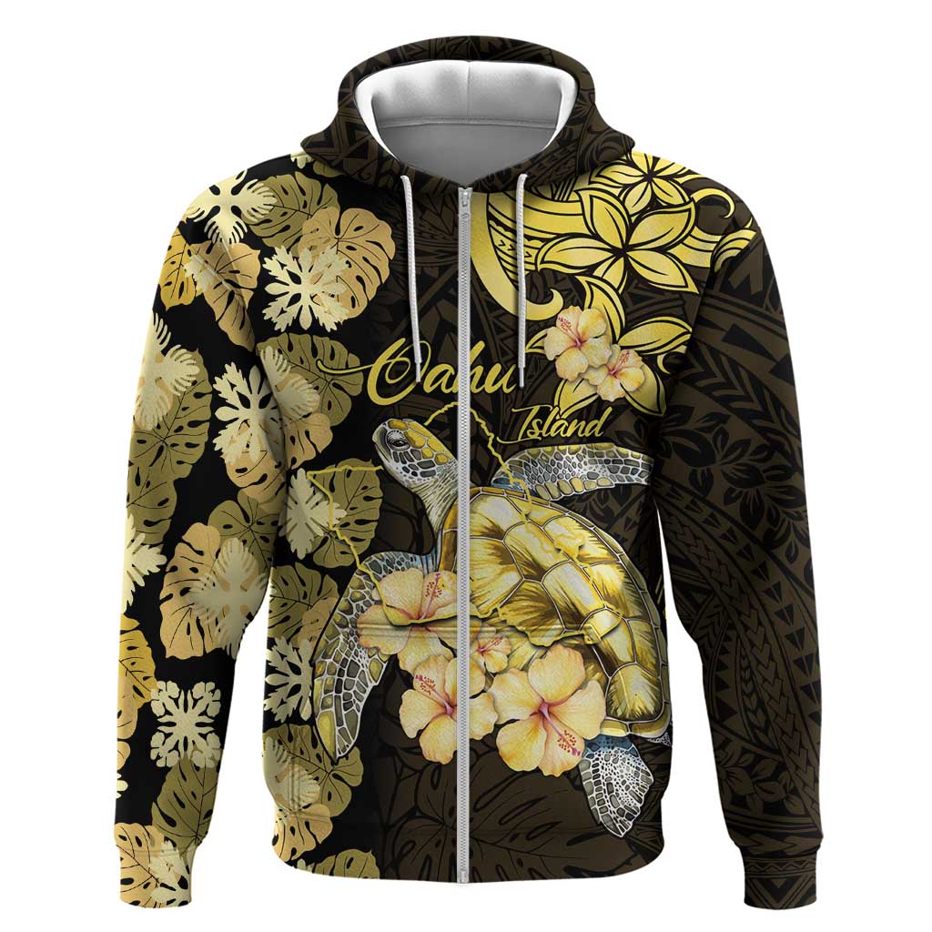 Personalised Aloha Hawaii Oahu Island Hoodie Gathering Place Sea Turtle Ilima Flowers