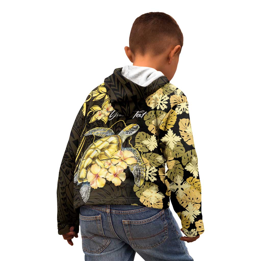Personalised Aloha Hawaii Oahu Island Kid Hoodie Gathering Place Sea Turtle Ilima Flowers