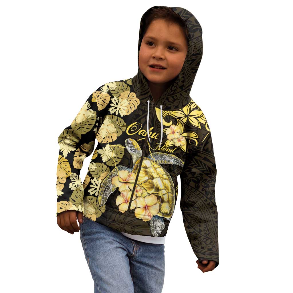 Personalised Aloha Hawaii Oahu Island Kid Hoodie Gathering Place Sea Turtle Ilima Flowers