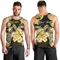 Personalised Aloha Hawaii Oahu Island Men Tank Top Gathering Place Sea Turtle Ilima Flowers